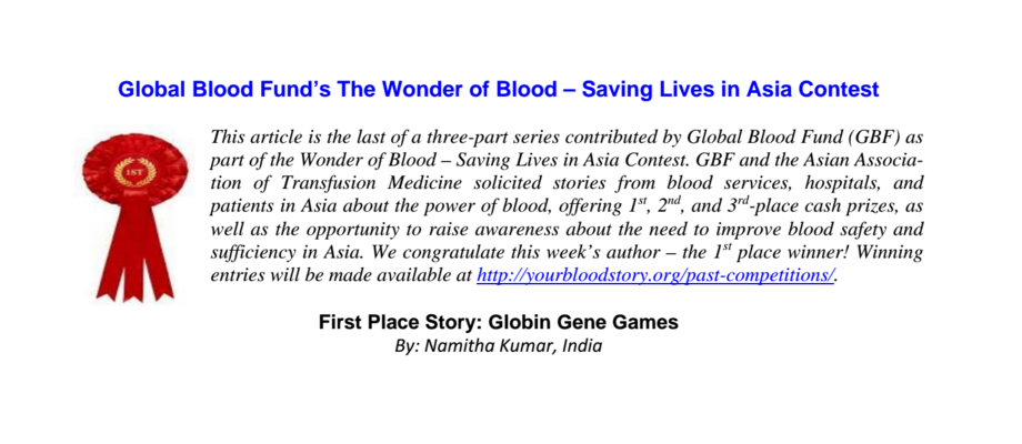 Namitha wins GBF's The Wonder of Blood - Saving Lives in Asia Contest